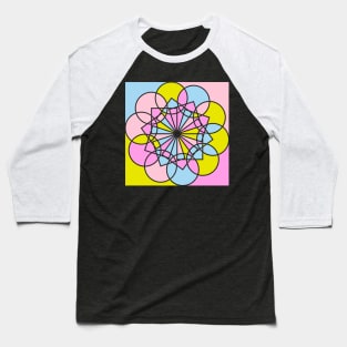 Digital mandala with random geometric shapes in bright neon colors Baseball T-Shirt